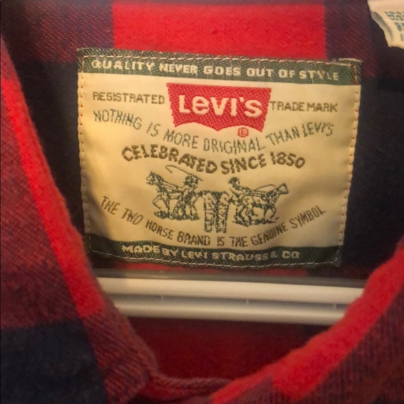Vintage 90s worn in Levi’s flannel red & blue - Picture 3 of 4